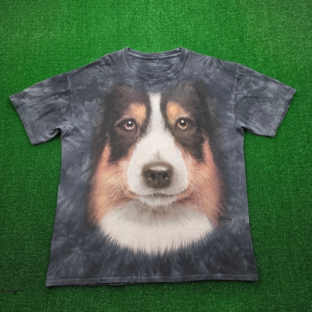 The Mountain Australian Shepherd Border Collie Dog Face Tie-Dye Tshirt‎ Mens XL
